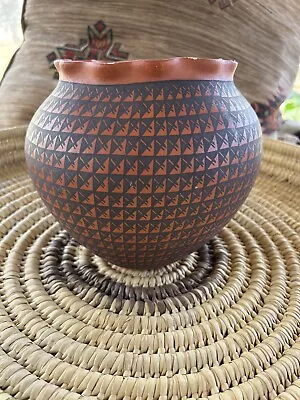 Buy Native American Pottery Acoma Handmade Fine Line Hand Painted Vase F. Vallo. • 226.30£