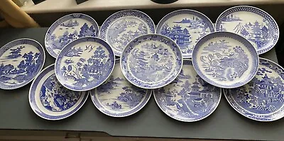 Buy SPODE China Danbury Mint Willow Pattern Collectors Plates X 12 • 30£
