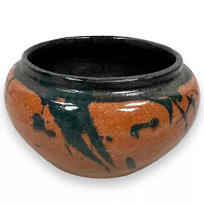 Buy Karen Thayer Stoneware Native American Pottery Vessel Bowl Reddish Brown Black • 47.43£