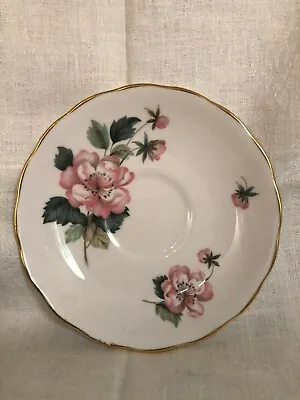 Buy Vintage Royal Vale Bone China, Pink Flowers, Saucer 5 1/2 , Made In England • 5.75£