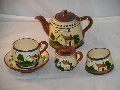 Buy Torquay Pottery Motto Ware Teapot Cup & Saucer. Sugar Bowl & Cruet Pot Lynmouth  • 14.99£