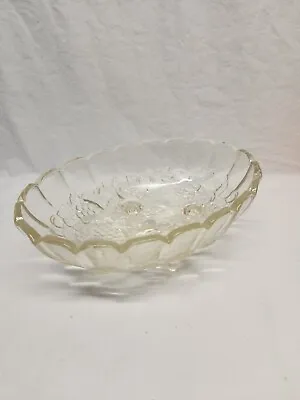 Buy Vintage Indiana Glass Fruit Bowl, Scalloped Edge, Footed Oval Shape • 14.34£