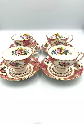 Buy Royal Albert - Lady Carlyle Bone China Tea Cup And Saucer X 4 • 65£