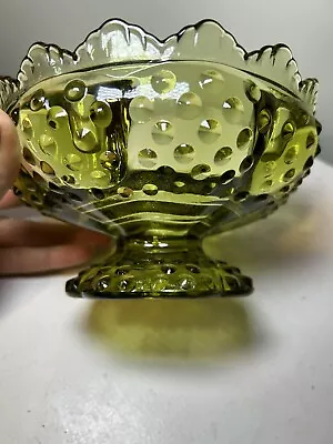 Buy Vintage Fenton Emerald Green Hobnail Glass 6 Candle Holder Pedestal Bowl • 17.36£
