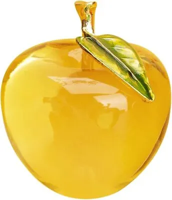 Buy Glaze Crystal Apple Paperweight Craft Decoration Yellow • 27.55£