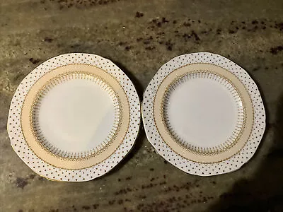 Buy 2 Vintage PARAGON Cream/gold Polka Dot Tea Plates 6”diameter • 10£