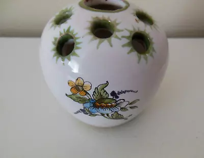 Buy Vintage France Doamed Ceramic Flower Frog Vase Hand Painted Signed On Bottom 3  • 15.13£