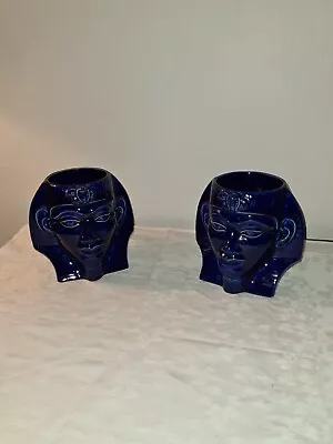 Buy Price Kensington Pair Of 1960's P&K Pottery Blue Pharaoh Mugs • 51.38£