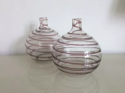 Buy Vintage Amethyst Twist Art Glass Vase Pair • 45£