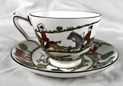 Buy Hunting Scene Teacup Crown Staffordshire Tea Cup And Saucer Set Bone China • 48.04£