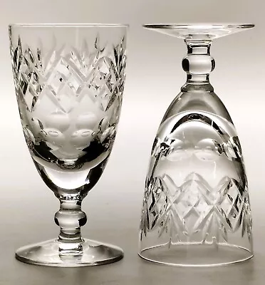 Buy 2 X Royal Doulton Crystal  Georgian  Cut Large Wine Glasses 5.25  (135mm) 160ml • 19.99£