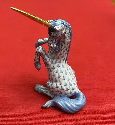 Buy Herend 15360 Rearing Unicorn Blue - Excellent Condition, 24K Detail • 189.75£
