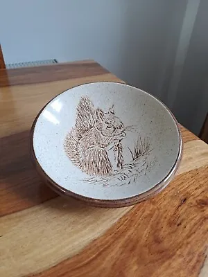 Buy Vintage Purbeck Pottery Stoneware Shallow Bowl/ Dish - Squirrel Design • 6£