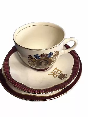 Buy Clarice Cliff Newport Pottery Queen Elizabeth Ii Coronation Trio Cup & Saucers  • 0.99£
