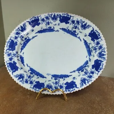 Buy Antique Victorian Blue & White Staffordshire 'Chinese' Platter - 26 X 32.5cm • 9.95£