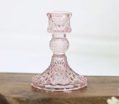 Buy Paisley Candle Holder Christmas Glass Taper Dinner Candlestick Home Decor Pink • 6.99£