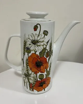 Buy 1970’s J&G Meakin Studio Coffee Pot Orange Poppy Pattern • 12£