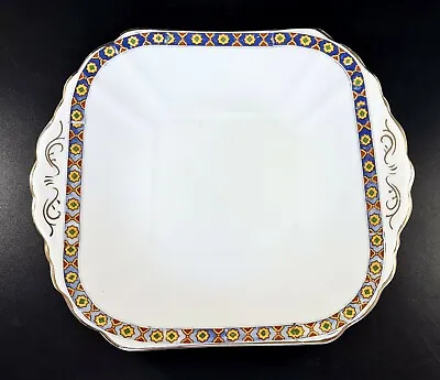 Buy Radfords Crown China Blue And Yellow Geometric Pattern Cake Plate Sandwich Tray • 8.72£