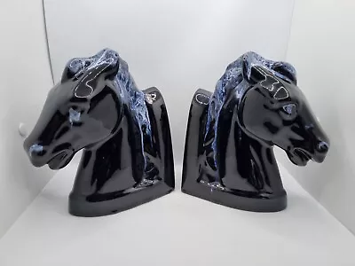 Buy Bookends Horse Head Ceramic By Blue Mountain Pottery Canada Black & Blue Rare  • 69.99£