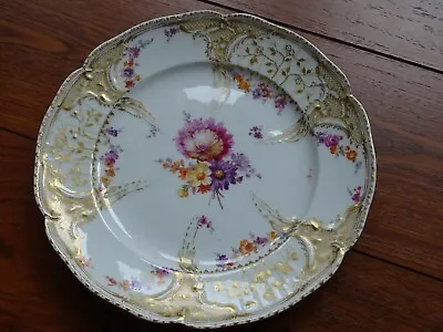 Buy Antique KPM Berlin Weichmalerei Floral Gold Gilt Porcelain Plate • 239.76£