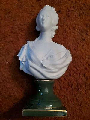 Buy Antique Parianware Victorian Woman Bust On Green Porcelain Pedestal 11 In • 231.40£