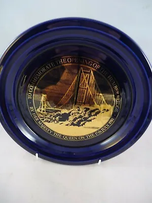Buy Hornsea Pottery Opening Of Humber Bridge Plate 1981 Cobalt Blue Vintage British • 15.99£