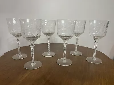 Buy SET OF 6- Rock Sharpe Crystal Romance Etched / Cut 7 3/4  Water Goblets Glasses • 72.28£
