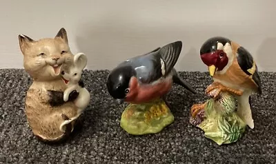 Buy Vintage Beswick Bullfinch 1042 Goldfinch 2273 Laughing Cat &Mouse 2100 Old Stamp • 26.50£