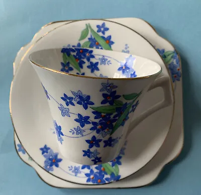 Buy Colclough Vintage China Tea Trios Cups Saucer & Side Plate Forget-me-Not 4117 • 10£