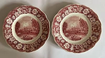 Buy 2 X Palissy Pottery Red Pink Thames River Scenes Dinner Plate Eton College Scene • 9.95£