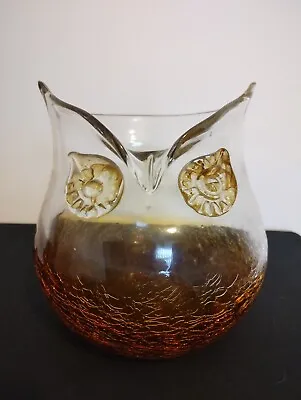 Buy Amber Crackle Glass Owl Vase • 20£