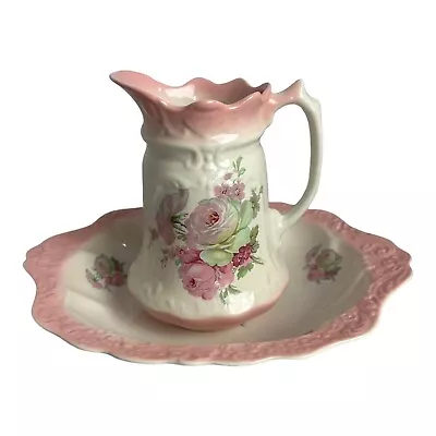 Buy James Kent Old Foley Water Jug And Wash Bowl Pink Rose Pattern Ceramic • 19.99£