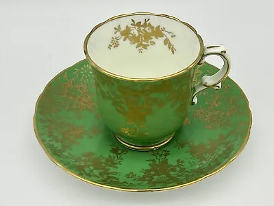 Buy Vintage Hammersley And Co.  Green With Applied Gold Teacup And Saucer • 14.39£