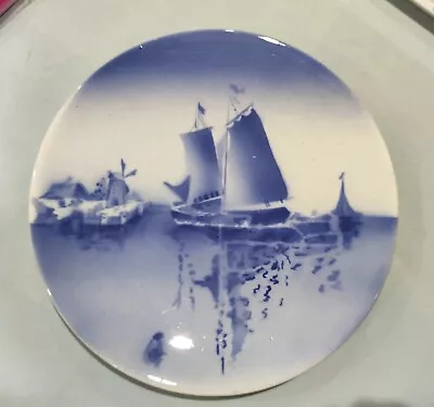 Buy Vintage 1930s Blue Delftware Wallplate Holland Dutch 24cm Sailing • 6£