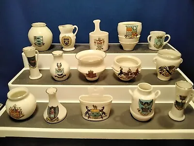 Buy Collection Of 15 W.H.Goss Crested Ware China. Devon, Dorset, Somerset & Cornwall • 20£