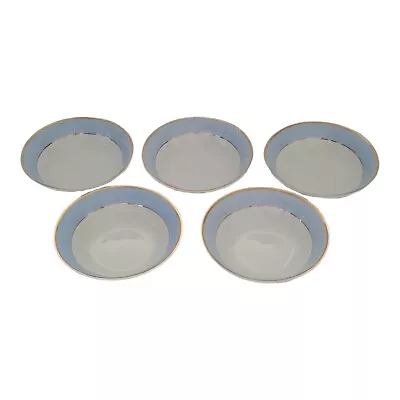 Buy Royal Doulton Set Of 5 Cereal Bowls Bruce Oldfield 16 Cm Blue White Gold VGC • 14.39£