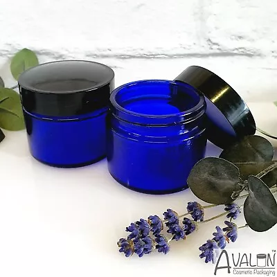 Buy Cobalt Blue Glass Cosmetic Jars 50ml (2oz) For Ointments, Creams, Balms, Candles • 22.99£
