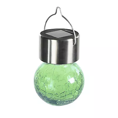 Buy Solar Powered Led Steel Hanging Globe Crackle Glass Ball Lights Garden Outdoor • 52.52£