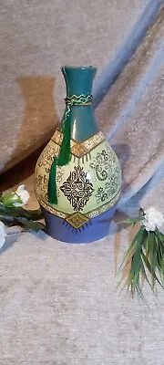 Buy Traditional Turkmen-Style Glazed Handmade Ceramic Vase With Ethnic Patterns • 96.42£