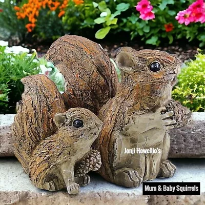 Buy Squirrel Garden Ornament Sculpture Mum And Baby Sitting With Acorn Home Decor • 15.90£