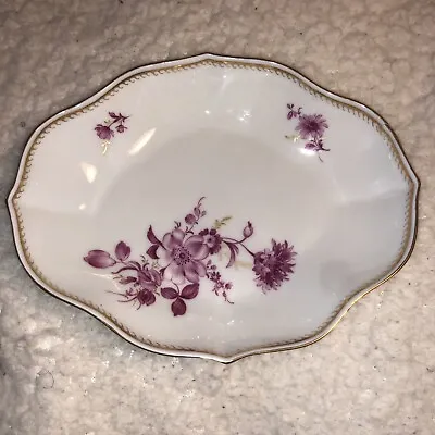 Buy MEISSEN China CROSS SWORDS Antique Purple FLOWER PAINTING Porcelain OBLONG TRAY • 71.25£