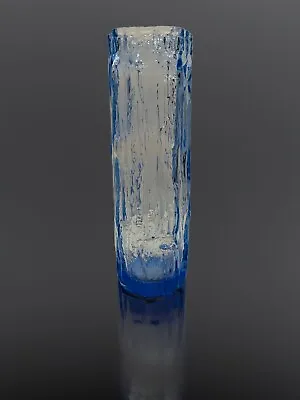 Buy Retro Vintage 60s / 70s Blue Glass Bark Vase Whitefriars Style 7 Inches • 29.99£