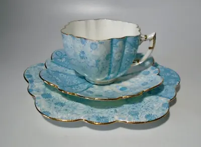 Buy Wileman Foley China Daisy Tea Cup, Saucer & Plate Trio, Blue Jungle; C. 1890 #2 • 49.95£