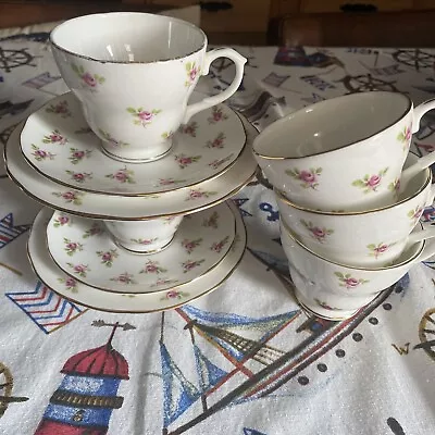 Buy 10Vintage Duchess Bone China 5 X Cups  2 Side Plates & 3 Saucers  Pink Rose Buds • 25£
