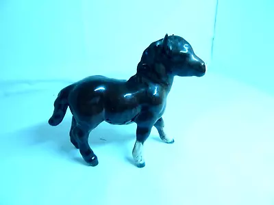 Buy Vintage Beswick Shetland Pony Foal Dark Brown - Gold Mark • 13.99£