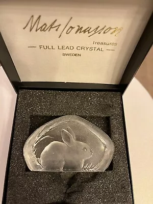 Buy Mat's Jonasson  Signed Rabbit Sculpture Paper Weight Signed Full Lead Crystal • 14£