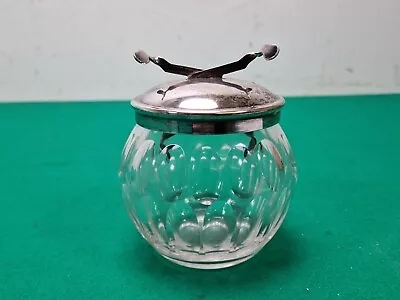 Buy Vintage 9.5 Cm JT&co Clear Cut Glass Sugar Bowl With Tongs In The EPNS Lid • 2.99£