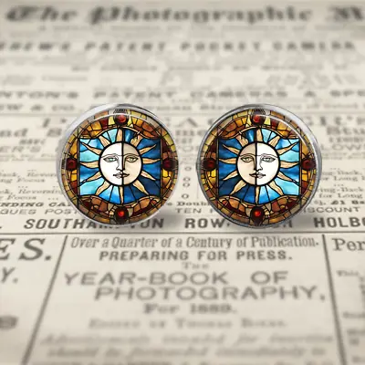 Buy Stained Glass Sun Faces Cufflinks Birthday/wedding/graduation Gift For Him • 8.49£