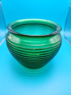 Buy Vintage Anchor Hocking Green Glass Pot Planter Horizontal Ribbed • 14.46£