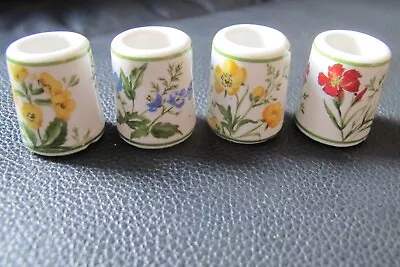 Buy 4 X FLORAL DECORATED OLD GERMAN POTTERY CANDLES TAPER HOLDERS SUPERB CONDITION • 5£